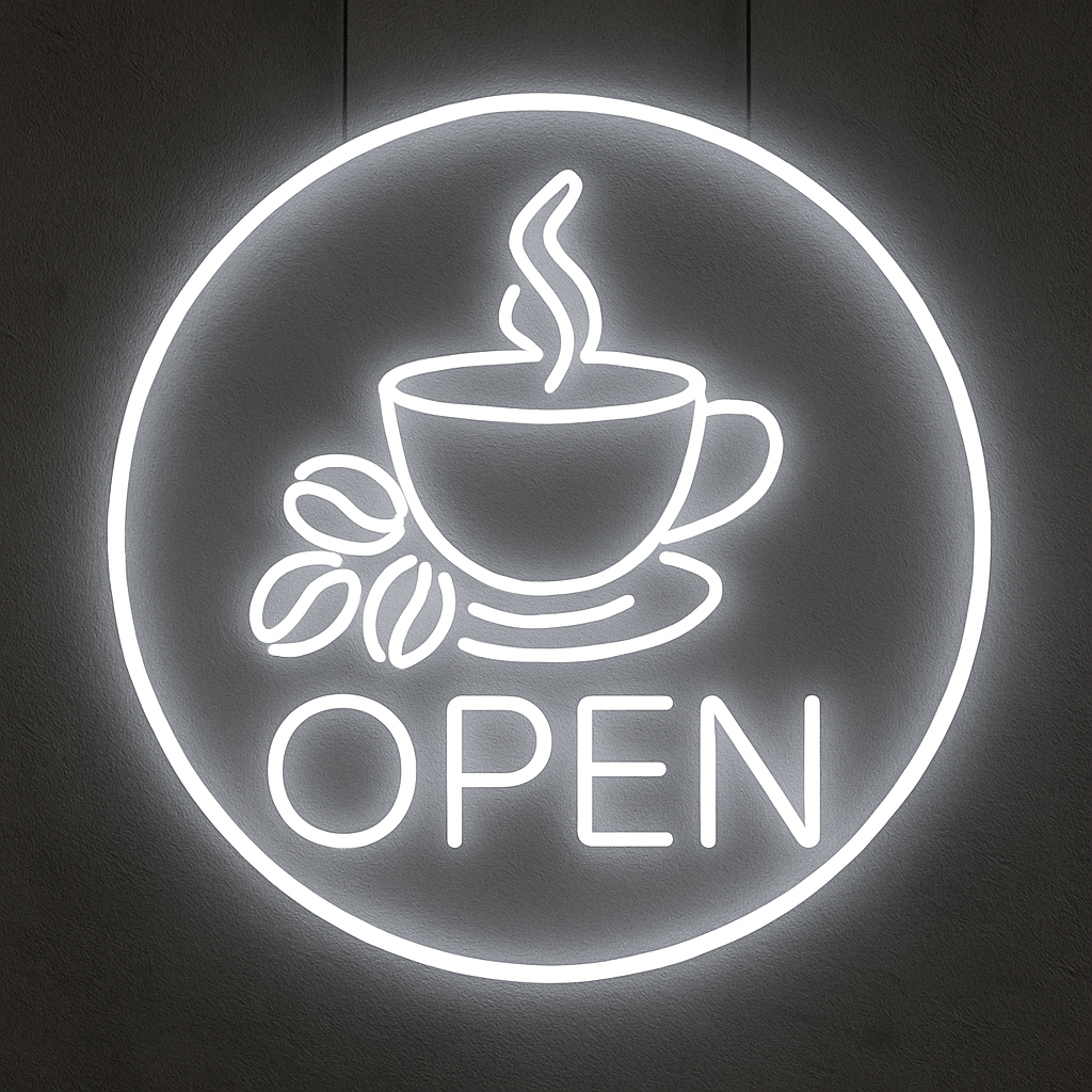 OPEN Coffee Neon Sign – RGB LED Light with App & Remote Control