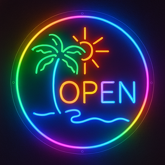Clayful OPEN Paradise LED Light – Color Running RGB Led Sign