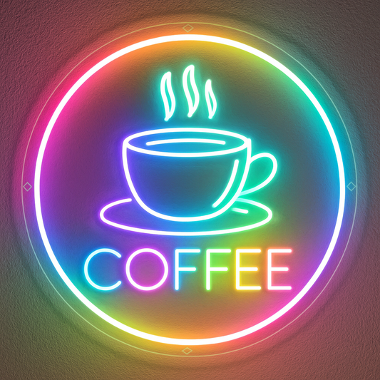 RGB COFFEE Neon Sign - RGB Gradient LED Light with App & Remote Control