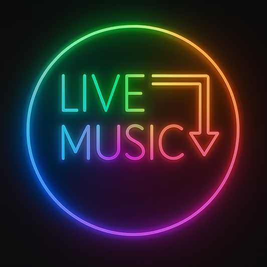 LIVE MUSIC Neon Sign – Rainbow LED Sign with Sound-Reactive Glow