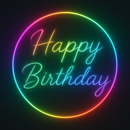 Happy Birthday LED Neon Sign – Color-Changing LED Ring with Sound Mode